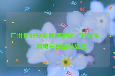廣州企業(yè)安全管理建議，如何保護網(wǎng)站后臺密碼安全