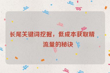 長尾關(guān)鍵詞挖掘，低成本獲取精準(zhǔn)流量的秘訣