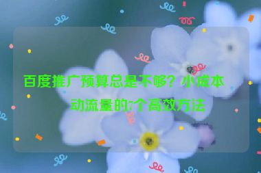 百度推廣預(yù)算總是不夠？小成本撬動流量的7個高效方法