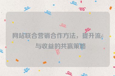 網(wǎng)站聯(lián)合營銷合作方法，提升流量與收益的共贏策略