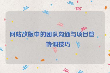 網(wǎng)站改版中的團(tuán)隊(duì)溝通與項(xiàng)目管理協(xié)調(diào)技巧