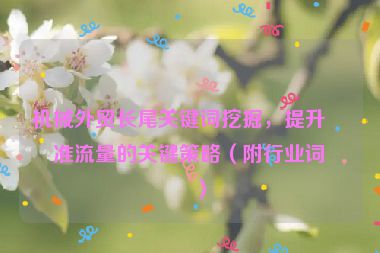 機(jī)械外貿(mào)長尾關(guān)鍵詞挖掘，提升精準(zhǔn)流量的關(guān)鍵策略（附行業(yè)詞庫）