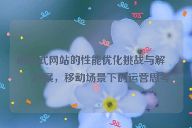 響應(yīng)式網(wǎng)站的性能優(yōu)化挑戰(zhàn)與解決方案，移動(dòng)場景下的運(yùn)營思考