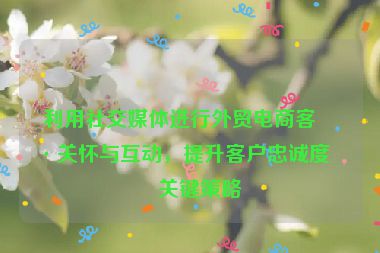 利用社交媒體進(jìn)行外貿(mào)電商客戶關(guān)懷與互動，提升客戶忠誠度的關(guān)鍵策略
