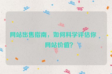 網站出售指南，如何科學評估你的網站價值？