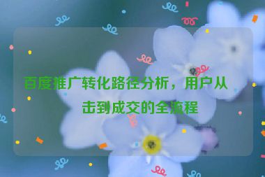 百度推廣轉(zhuǎn)化路徑分析，用戶從點(diǎn)擊到成交的全流程