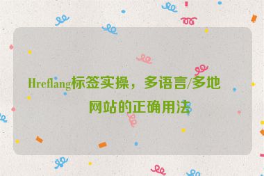Hreflang標(biāo)簽實(shí)操，多語(yǔ)言/多地區(qū)網(wǎng)站的正確用法