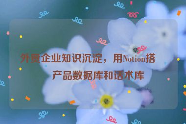 外貿(mào)企業(yè)知識(shí)沉淀，用Notion搭建產(chǎn)品數(shù)據(jù)庫(kù)和話術(shù)庫(kù)