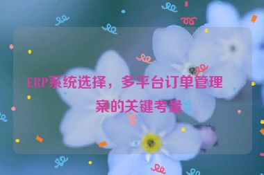 ERP系統(tǒng)選擇，多平臺(tái)訂單管理方案的關(guān)鍵考量