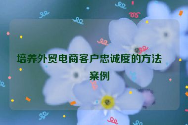 培養(yǎng)外貿(mào)電商客戶忠誠度的方法與案例