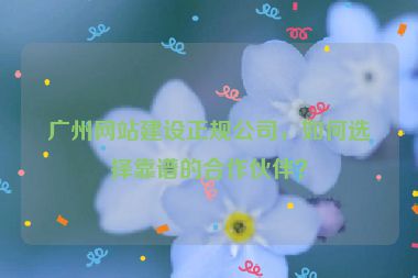 廣州網(wǎng)站建設(shè)正規(guī)公司，如何選擇靠譜的合作伙伴？