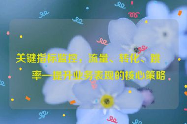 關(guān)鍵指標(biāo)監(jiān)控，流量、轉(zhuǎn)化、跳出率—提升業(yè)務(wù)表現(xiàn)的核心策略