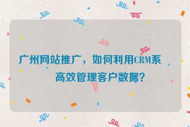 廣州網(wǎng)站推廣，如何利用CRM系統(tǒng)高效管理客戶數(shù)據(jù)？