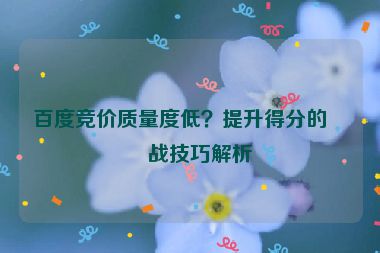 百度競價質量度低？提升得分的實戰(zhàn)技巧解析