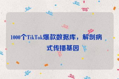 1000個(gè)TikTok爆款數(shù)據(jù)庫(kù)，解剖病毒式傳播基因
