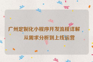 廣州定制化小程序開發(fā)流程詳解，從需求分析到上線運(yùn)營(yíng)