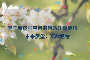 基于新技術(shù)應(yīng)用的網(wǎng)站升級策略與未來展望，實戰(zhàn)思考