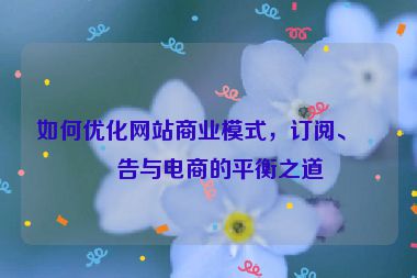 如何優(yōu)化網(wǎng)站商業(yè)模式，訂閱、廣告與電商的平衡之道