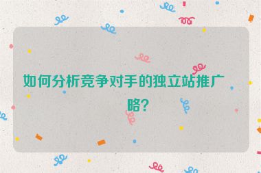 如何分析競(jìng)爭(zhēng)對(duì)手的獨(dú)立站推廣策略？