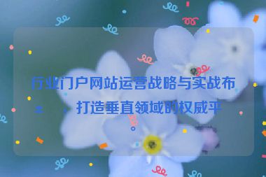 行業(yè)門戶網(wǎng)站運營戰(zhàn)略與實戰(zhàn)布局，打造垂直領(lǐng)域的權(quán)威平臺