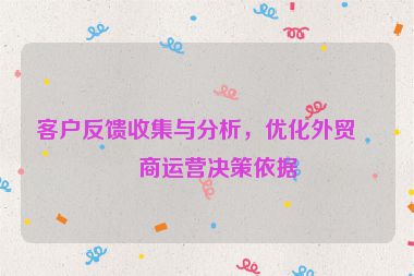 客戶反饋收集與分析，優(yōu)化外貿(mào)電商運(yùn)營決策依據(jù)