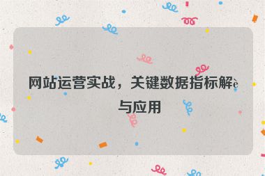 網(wǎng)站運營實戰(zhàn)，關(guān)鍵數(shù)據(jù)指標(biāo)解讀與應(yīng)用