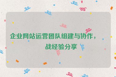 企業(yè)網(wǎng)站運(yùn)營(yíng)團(tuán)隊(duì)組建與協(xié)作，實(shí)戰(zhàn)經(jīng)驗(yàn)分享
