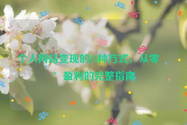 個人網站變現(xiàn)的15種方式，從零到盈利的完整指南