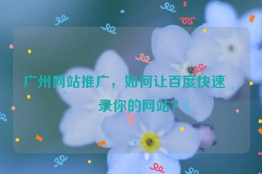 廣州網(wǎng)站推廣，如何讓百度快速收錄你的網(wǎng)站？