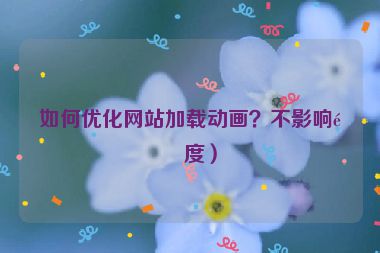 如何優(yōu)化網(wǎng)站加載動畫？不影響速度）