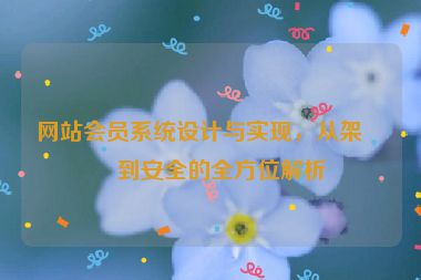 網(wǎng)站會員系統(tǒng)設(shè)計(jì)與實(shí)現(xiàn)，從架構(gòu)到安全的全方位解析