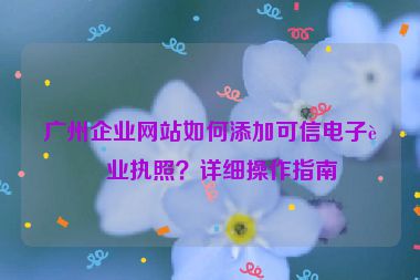 廣州企業(yè)網(wǎng)站如何添加可信電子營業(yè)執(zhí)照？詳細操作指南