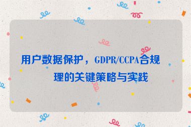 用戶數(shù)據(jù)保護，GDPR/CCPA合規(guī)管理的關鍵策略與實踐