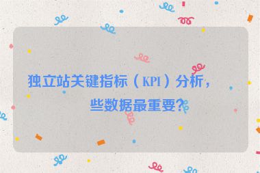 獨立站關鍵指標（KPI）分析，哪些數(shù)據(jù)最重要？