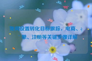 如何設(shè)置轉(zhuǎn)化目標(biāo)跟蹤，電商、表單、注冊(cè)等關(guān)鍵步驟詳解