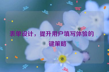 表單設(shè)計(jì)，提升用戶填寫體驗(yàn)的關(guān)鍵策略