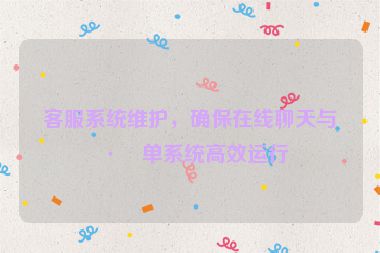 客服系統(tǒng)維護，確保在線聊天與工單系統(tǒng)高效運行