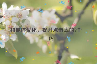 和描述優(yōu)化，提升點(diǎn)擊率的7個技巧
