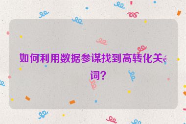 如何利用數(shù)據(jù)參謀找到高轉(zhuǎn)化關(guān)鍵詞？