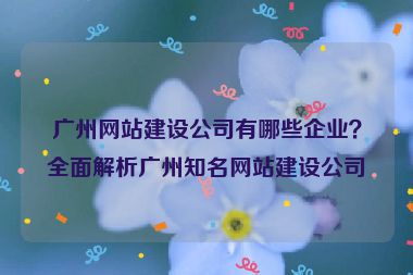 廣州網(wǎng)站建設(shè)公司有哪些企業(yè)？全面解析廣州知名網(wǎng)站建設(shè)公司