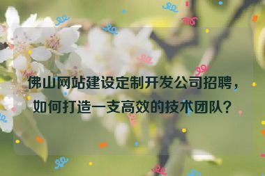 佛山網(wǎng)站建設(shè)定制開發(fā)公司招聘，如何打造一支高效的技術(shù)團(tuán)隊？