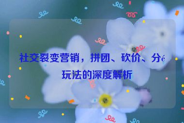 社交裂變營銷，拼團(tuán)、砍價、分銷玩法的深度解析