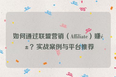 如何通過聯(lián)盟營銷（Affiliate）賺錢？實(shí)戰(zhàn)案例與平臺推薦