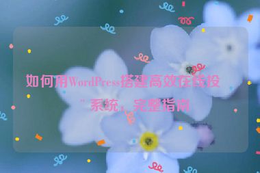 如何用WordPress搭建高效在線投票系統(tǒng)，完整指南
