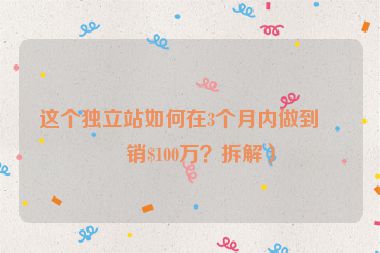 這個獨(dú)立站如何在3個月內(nèi)做到月銷$100萬？拆解）