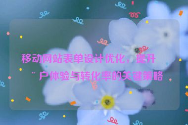 移動(dòng)網(wǎng)站表單設(shè)計(jì)優(yōu)化，提升用戶體驗(yàn)與轉(zhuǎn)化率的關(guān)鍵策略