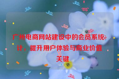 廣州電商網(wǎng)站建設(shè)中的會(huì)員系統(tǒng)設(shè)計(jì)，提升用戶體驗(yàn)與商業(yè)價(jià)值的關(guān)鍵
