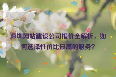 深圳網(wǎng)站建設(shè)公司報(bào)價(jià)全解析，如何選擇性價(jià)比最高的服務(wù)？
