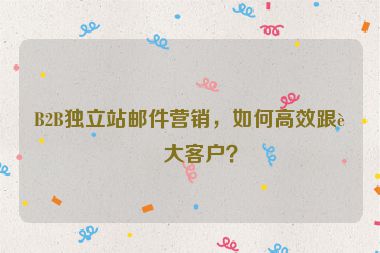 B2B獨立站郵件營銷，如何高效跟進大客戶？